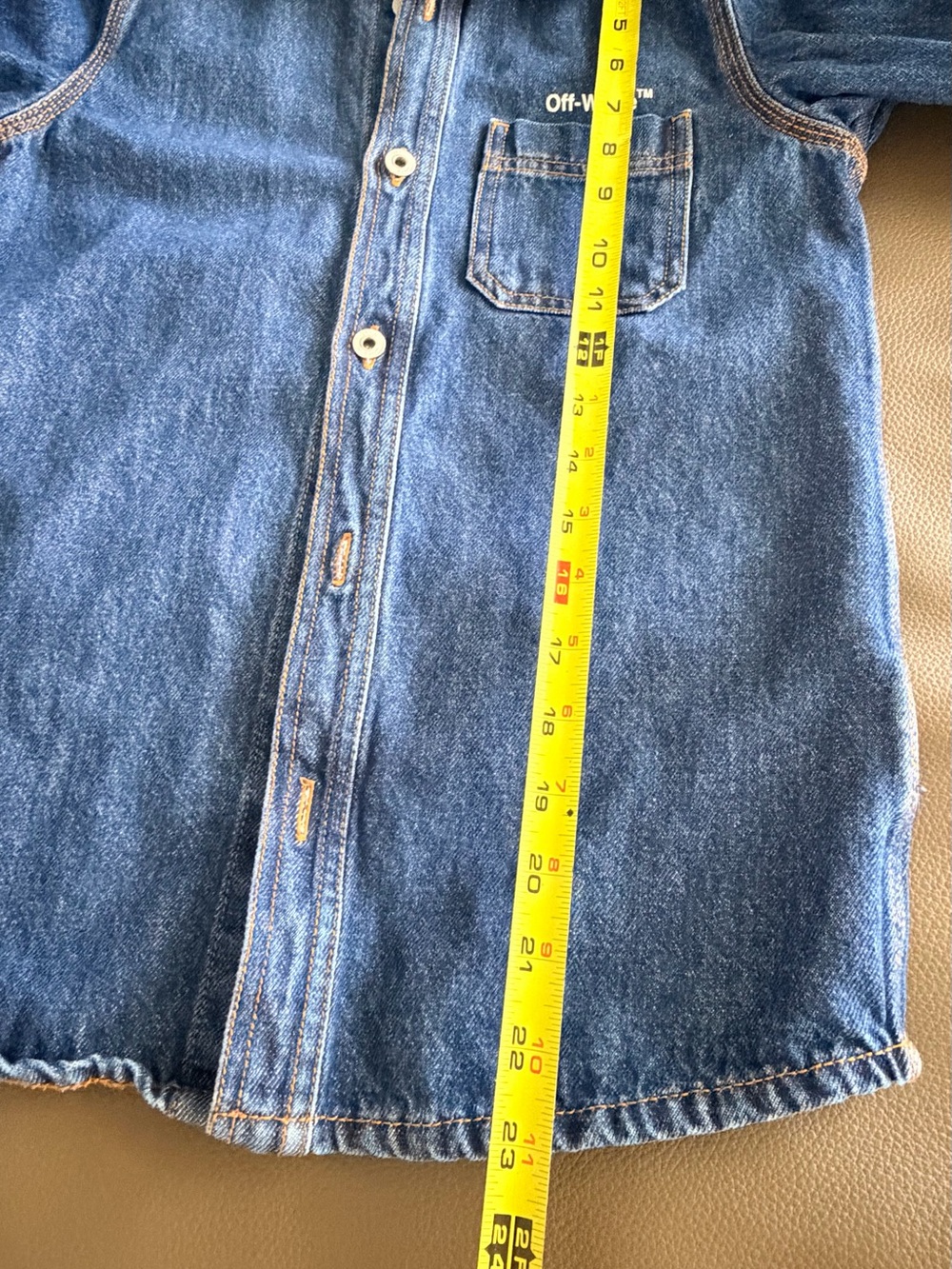 Off-White Kids' Logo Denim Shirt Jacket In Medium Blue 10y - Picture 7 of 8
